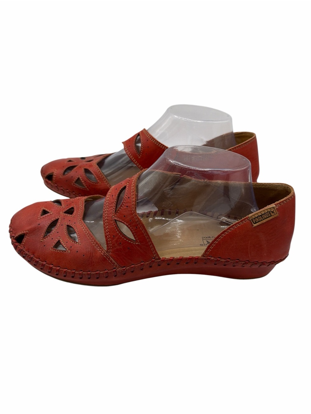 PIKOLINOS Red Leather Cutout Slip-On Flats - Size 40 - Picture 2 of 7